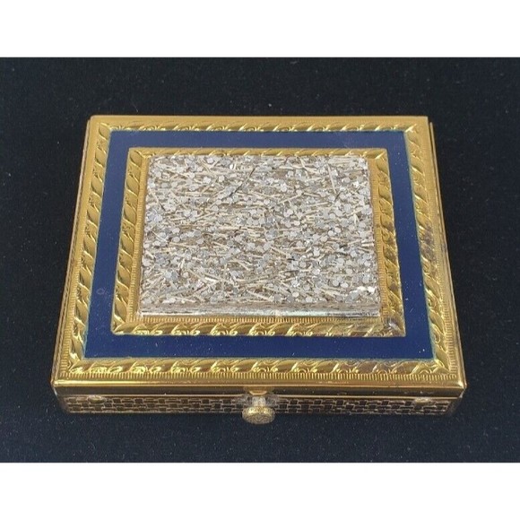 Vintage 1950's Dorset Fifth Avenue Powder Compact Lucite Silver Glitter Confetti - Picture 1 of 16